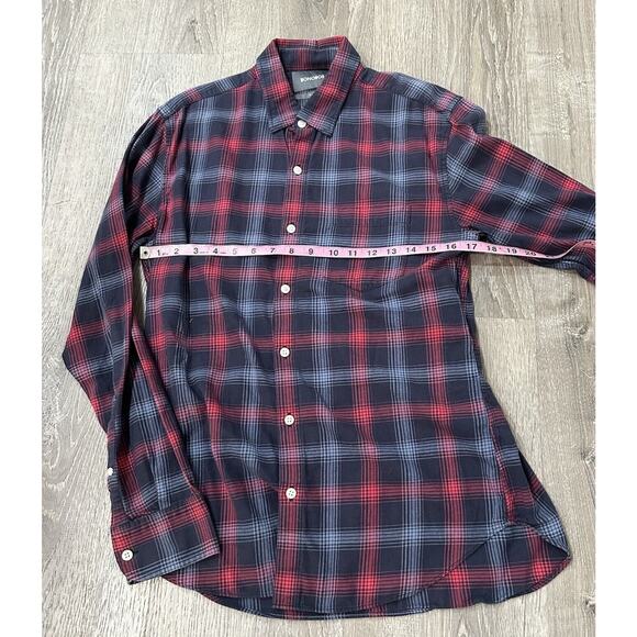 Bonobos Shirt Men’s M Red Blue Plaid Slim Fit Cotton Button Up Long Sleeve Shirt - Picture 6 of 12